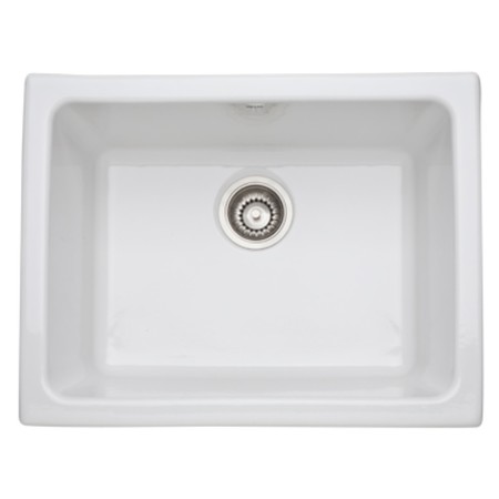 ROHL Allia Single Bowl Undermount Fireclay Kitchen Or Laundry Sink In White 6347-00